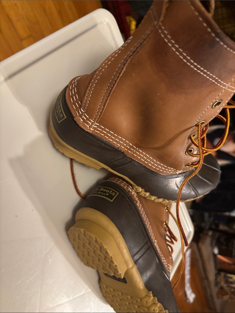 L.L. Bean Brown and Black Leather Duck Boots